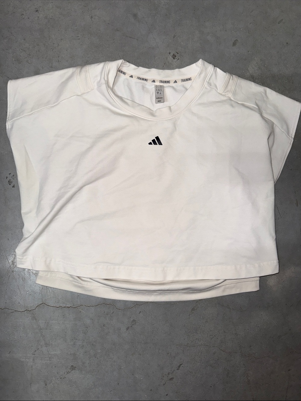adidas White Short Sleeve Cropped Training Tee